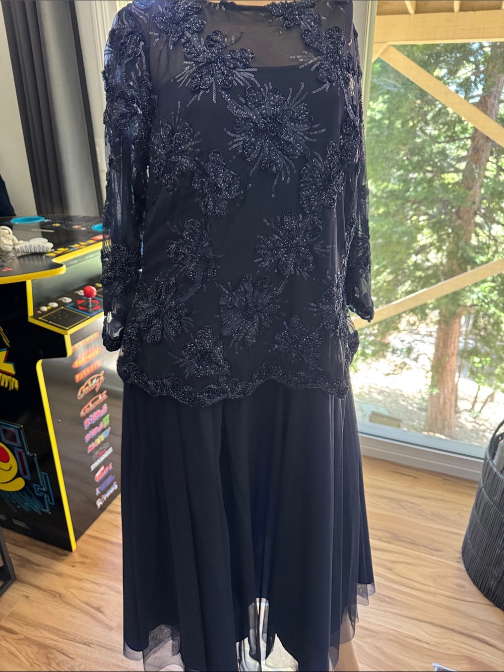Elegant Navy Beaded Women's Dress P10